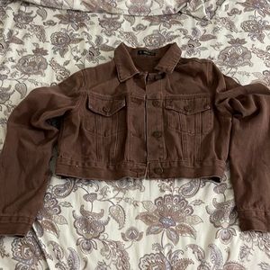 Shein brown cropped jean jacket